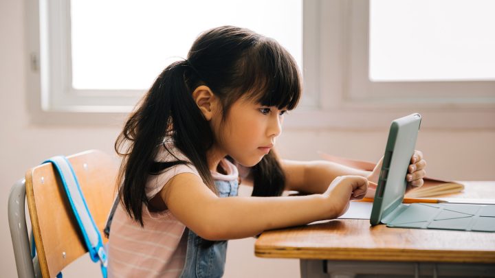 Child using a literacy screener
