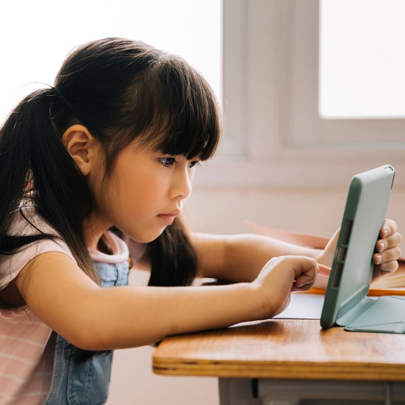 Child Using iPad for Dyslexia Test