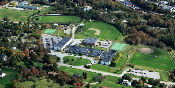 msad11 bird's eye view of Gardiner Area High School at MSAD #11